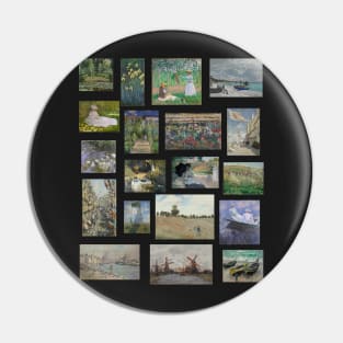 Claude Monet Impressionist Paintings Collage Pin