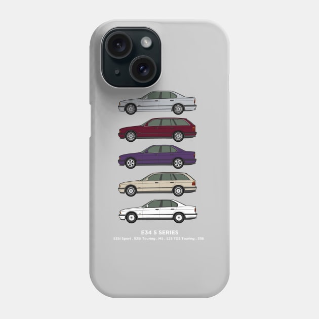 E34 Classic car collection Phone Case by RJW Autographics