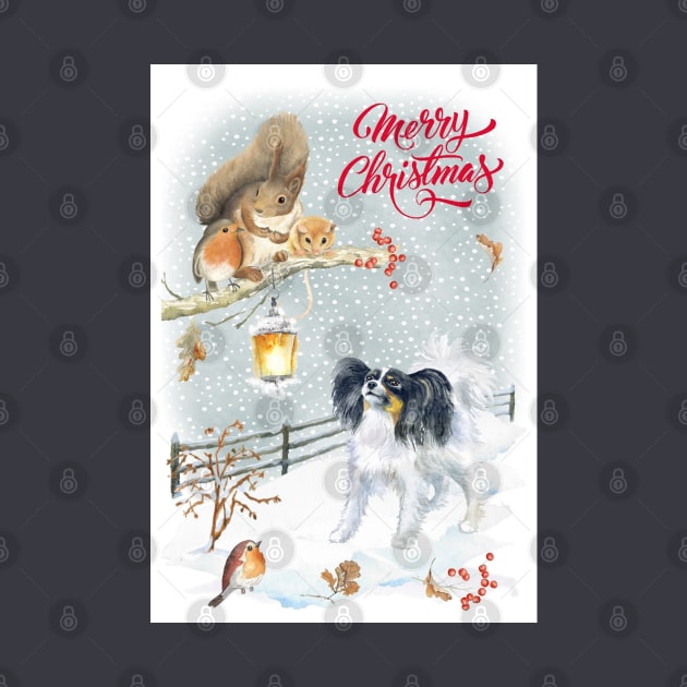 Papillon Merry Christmas Santa Dog by Puppy Eyes