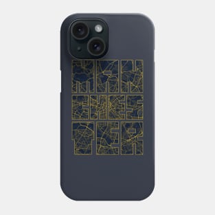 Manchester, England, UK City Map Typography - Gold Art Dec Phone Case