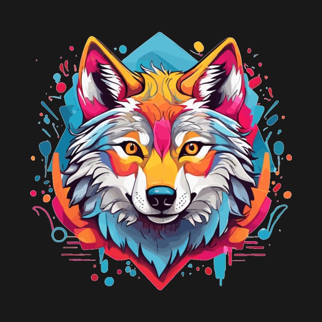 Fantasy Colorful Wolf Face by jachu23_pl