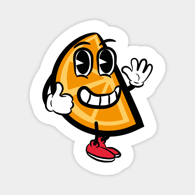 vintage cartoon orange slice giving thumbs up Magnet by Captain-Jackson