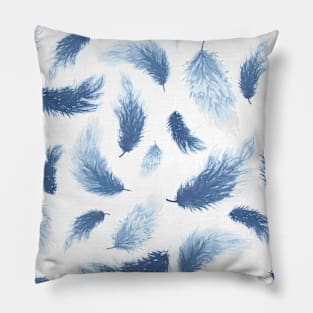 Blue dancing feathers Pillow