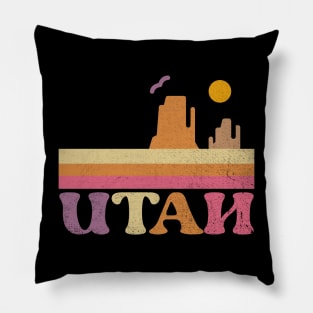 Utah State Retro Mountain Utah Pillow