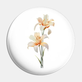 White lily flowers, watercolor style Pin