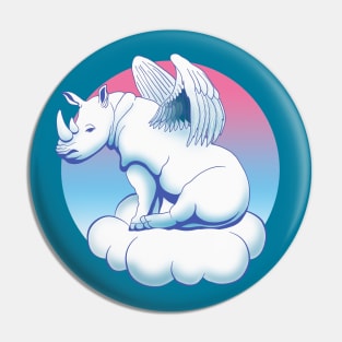 White Rhino Angel Graphic Design Pin