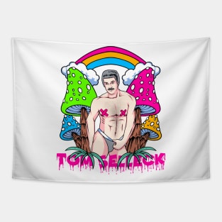 Tom Selleck - Mushroom Garden Background Aesthetic Design Tapestry