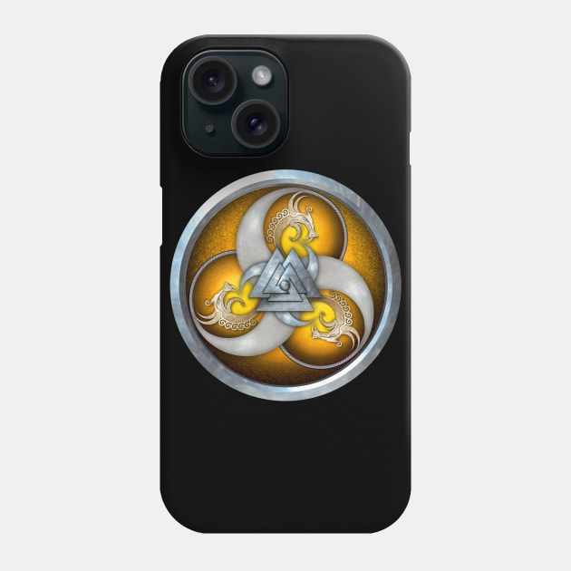 Yellow Norse Triple Dragons Shield Phone Case by NaumaddicArts