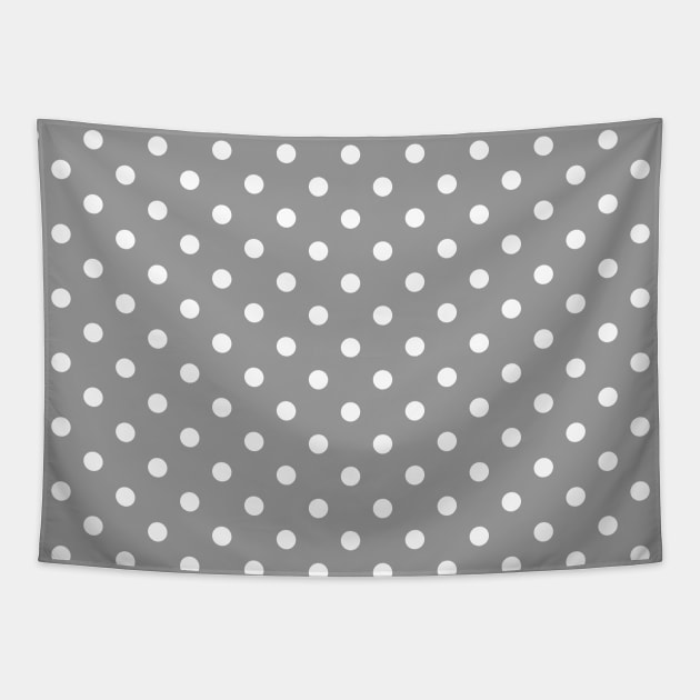 Grey and White Polka Dots Pattern Tapestry by Ayoub14