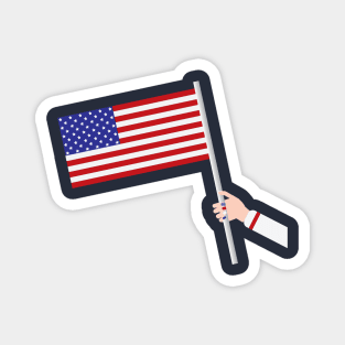 Woman hand holding USA flag Magnet