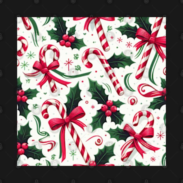 Christmas Candy Cane Pattern by ArtFactoryAI