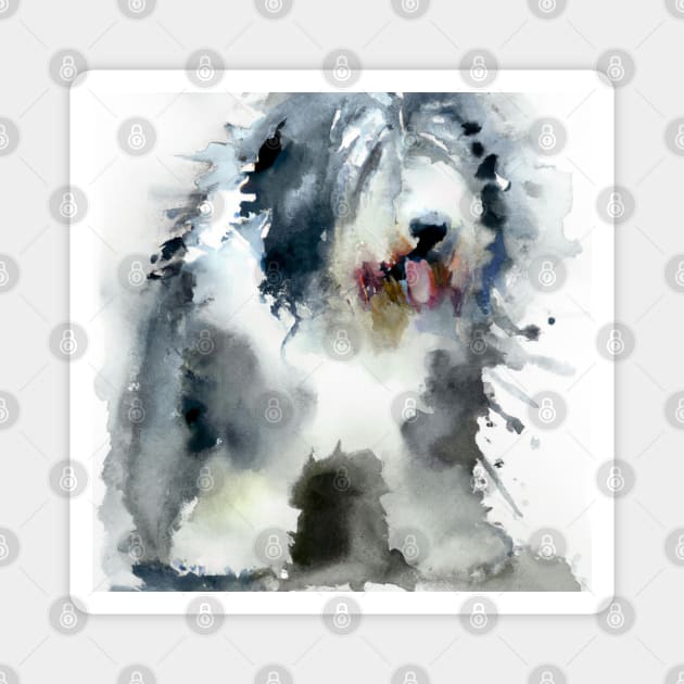 Watercolor Old English Sheepdog - Dog Lovers Magnet by Edd Paint Something