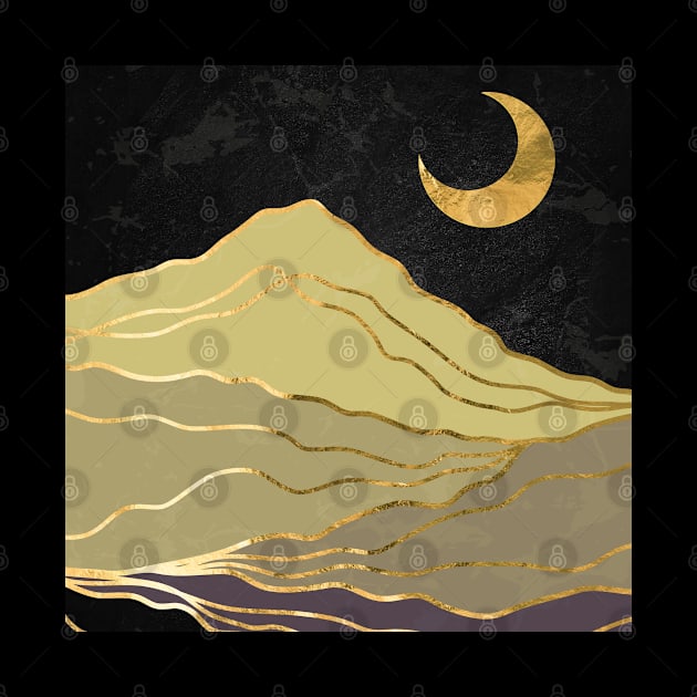 Gold landscape with moon #7 by GreekTavern