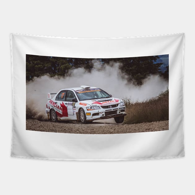 rally car dusty boy Tapestry by XOXOX