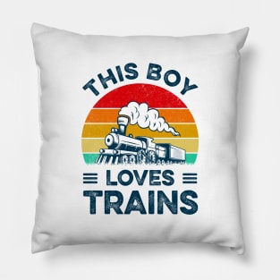 This Boy Loves Trains Gift Train Wagon Lover Gifts Pillow