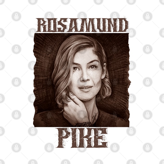 Rosamund Pike hand drawing graphic design and illustration by ironpalette by ironpalette