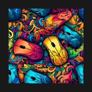 RGB Overload: A Graphic Seamless Pattern of Gaming PC mouses T-Shirt