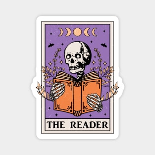 The Reader Tarot Card Skeleton Reading Book Bookish Magnet