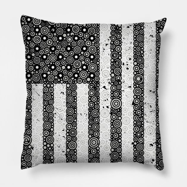 Distressed Black American Flag Circle Design Pillow by pbdotman