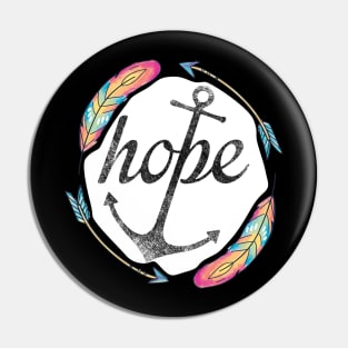 Hope, Faith Hope Love Religious Christian Boho Art Pin