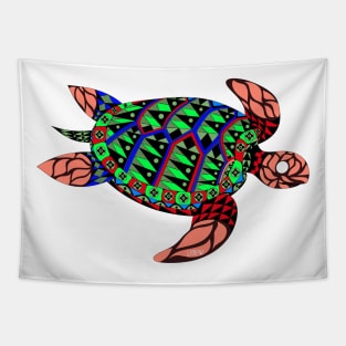 mexican caribbean carey turtle tortoise in ecopop floral ocean of color Tapestry