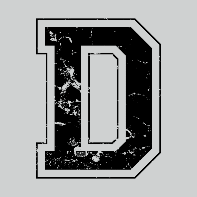 Initial Letter D Black Jersey Sports Athletic Player by porcodiseno