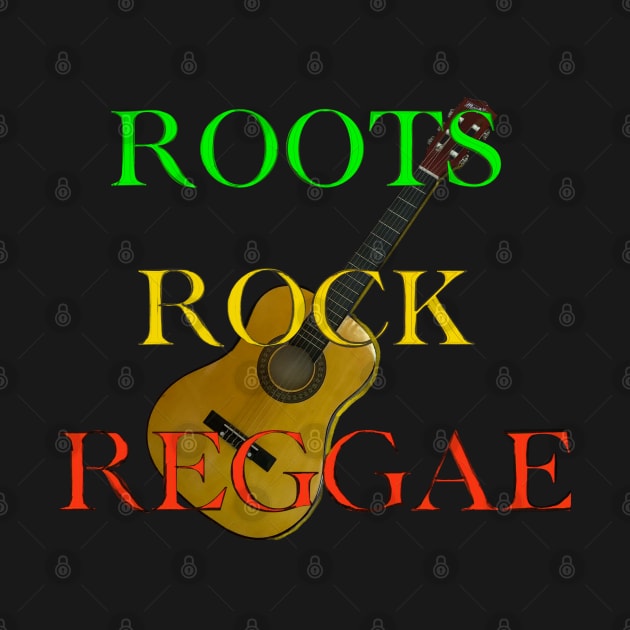 Roots rock reggae - Jamaica Rasta colours on a guitar - Jamaican by Artonmytee