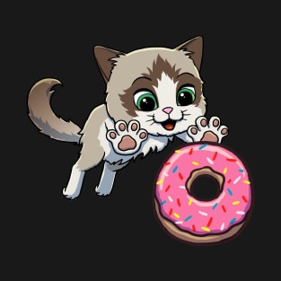 Ragdoll Cat excited to eat a donut T-Shirt