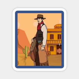 Retro Wild West Cowboys Rodeo Magnet