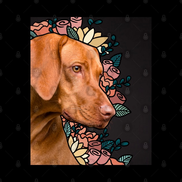 Weimaraner Photo Collage With Flowers and Roses by LittleFlairTee