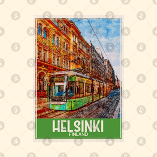 Helsinki Finland Travel Art by faagrafica