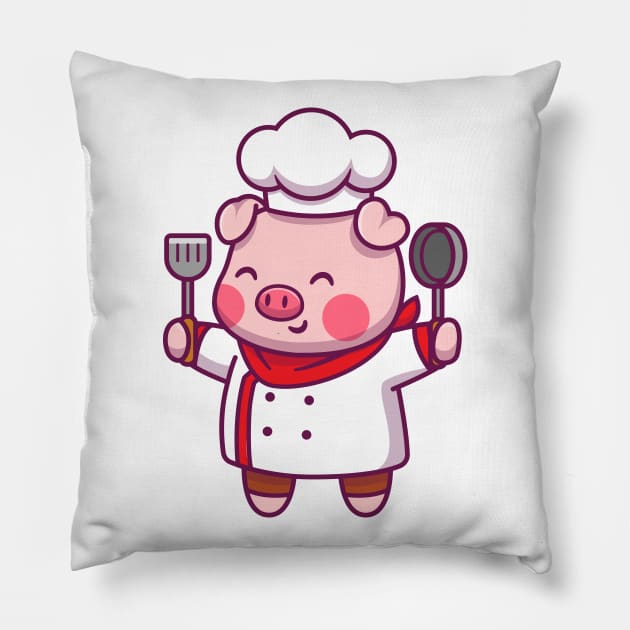 Cute pig chef Pillow by Catalyst Labs
