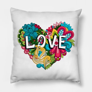 doodle love heart shape Pillow