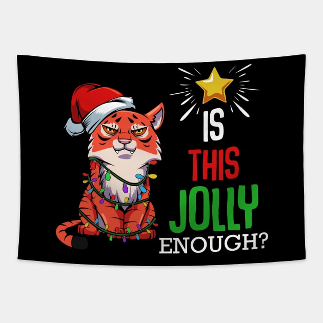 Jolly Tiger - Funny Christmas Sayings Tapestry by Lumio Gifts