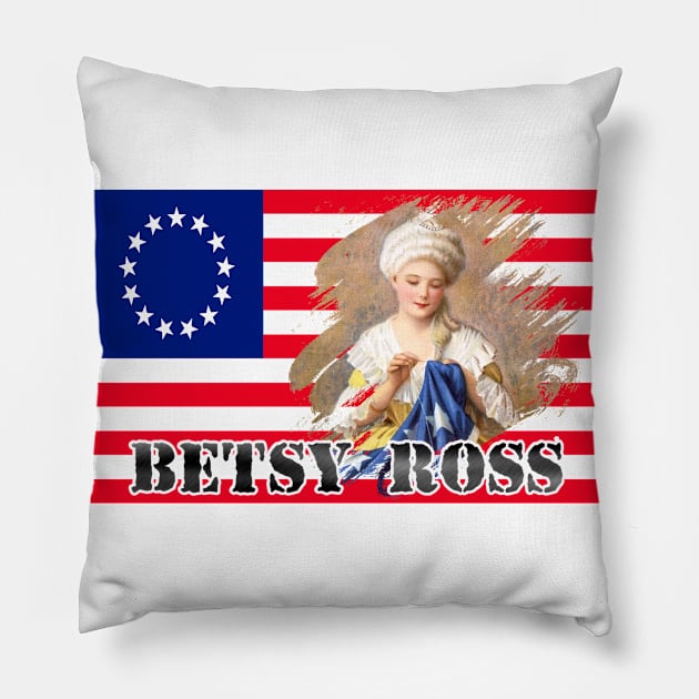 Betsy Ross 1776 Flag American Flag Tshirt Retro Vintage Highland Armory Pillow by Javacustoms