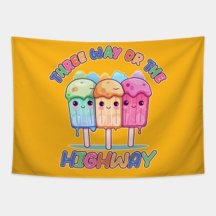 Three Way or The Highway Kawaii Ice Cream Bar Tapestry