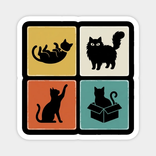 Four Black Cat Silhouettes Cat Lover Magnet by ArtistTee ⭐⭐⭐⭐⭐