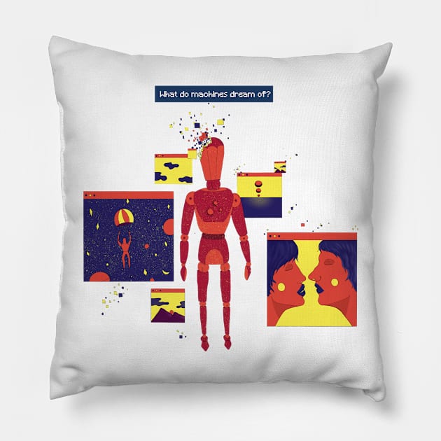 What do Machines Dream of? Pillow by Rubbish Cartoon