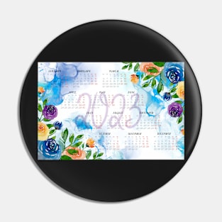 Calendar 2023, watercolor floral background Pin