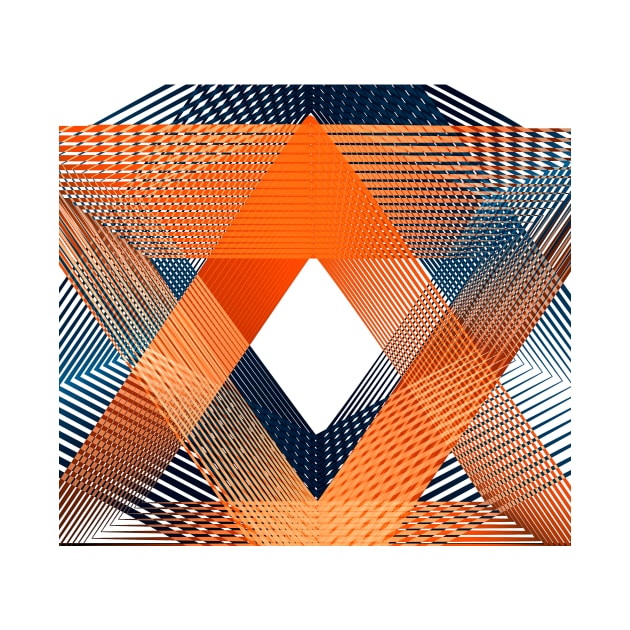 Geometric illusion abstract orange blue by carolsalazar