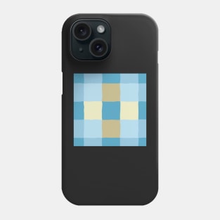 irregular gingham pattern in blue and beige Phone Case