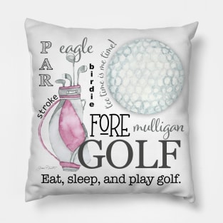 Pink Golf Art Pillow