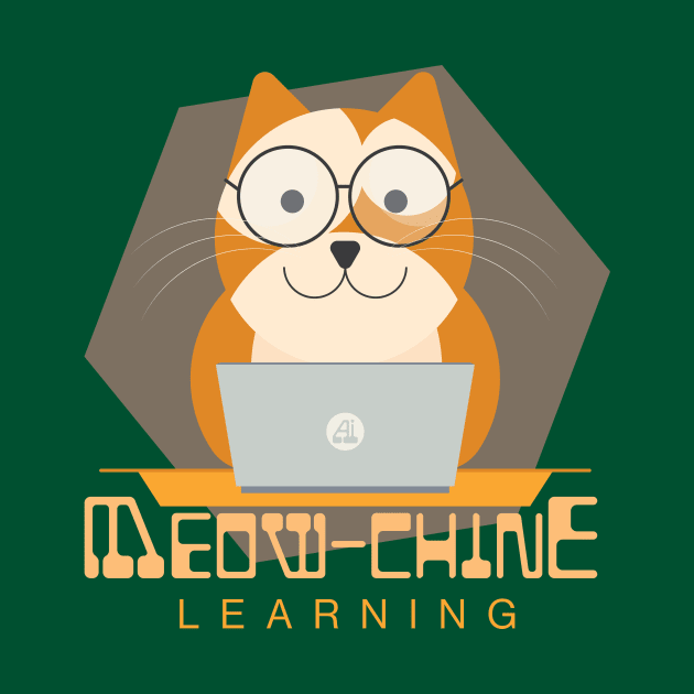 Meow-chine Learning, Orange Cat With Laptop by iamKaye