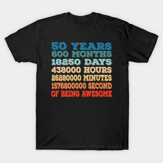 50 Years Old 50th Birthday Vintage Retro T Shirt 600 Months Funny