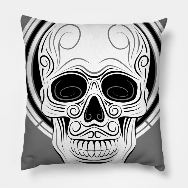 Geometric skull Pillow by goldengallery