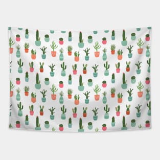 Desert Cactus Garden - Succulents and Cacti Pattern - Cute Potted Plants Tapestry