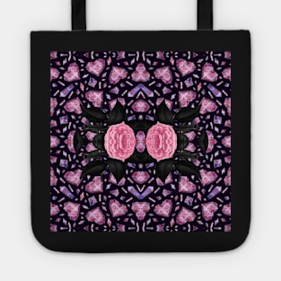 Crystal Hearts and Flowers Valentines Kaleidoscope pattern (Seamless) 2 Tote