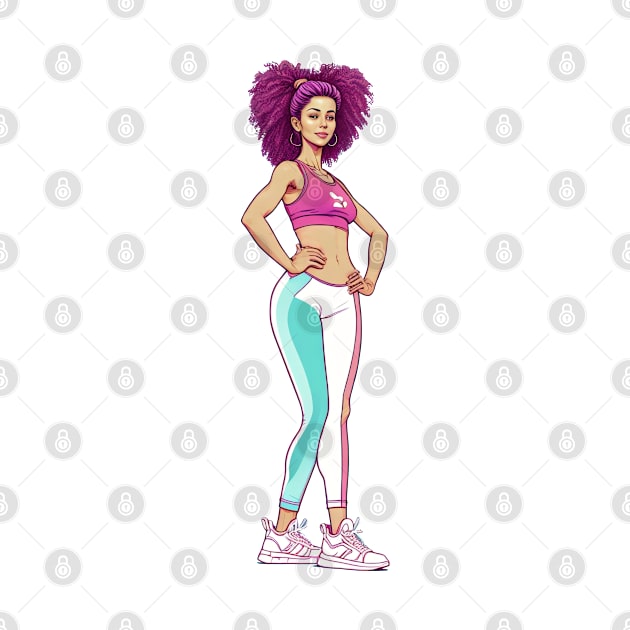 Woman in yoga and gym clothes, colorful design by AlePosters