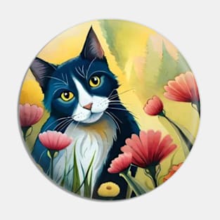 cute floral cat Pin