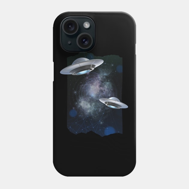 Ufo alien funny cute flying spaceship astronaut moon mars cosmic forest Phone Case by BoogieCreates
